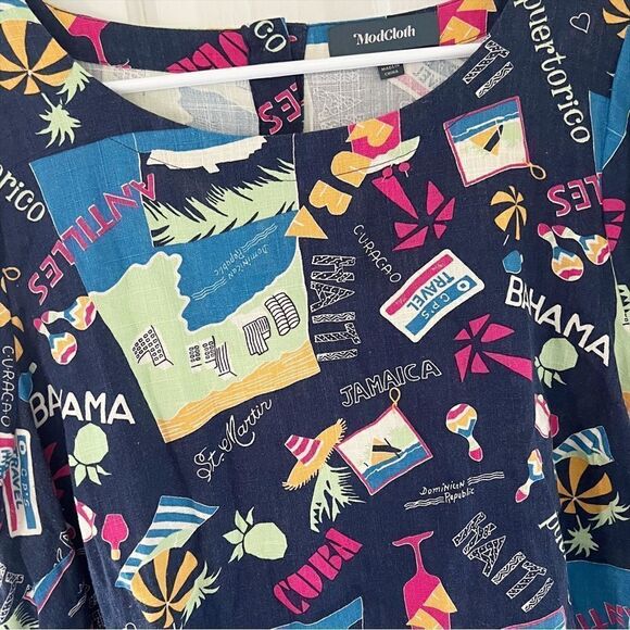 ModCloth Linen Multicolored Island Tropical Shirt - Picture 3 of 6
